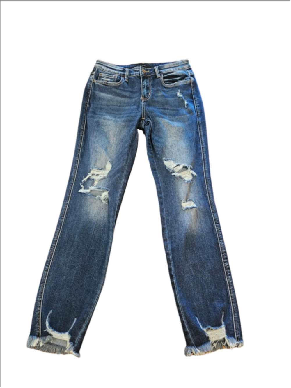 Women's Flying Monkey Size 27" Distressed Ripped Mid-Rise Ankle Jeans